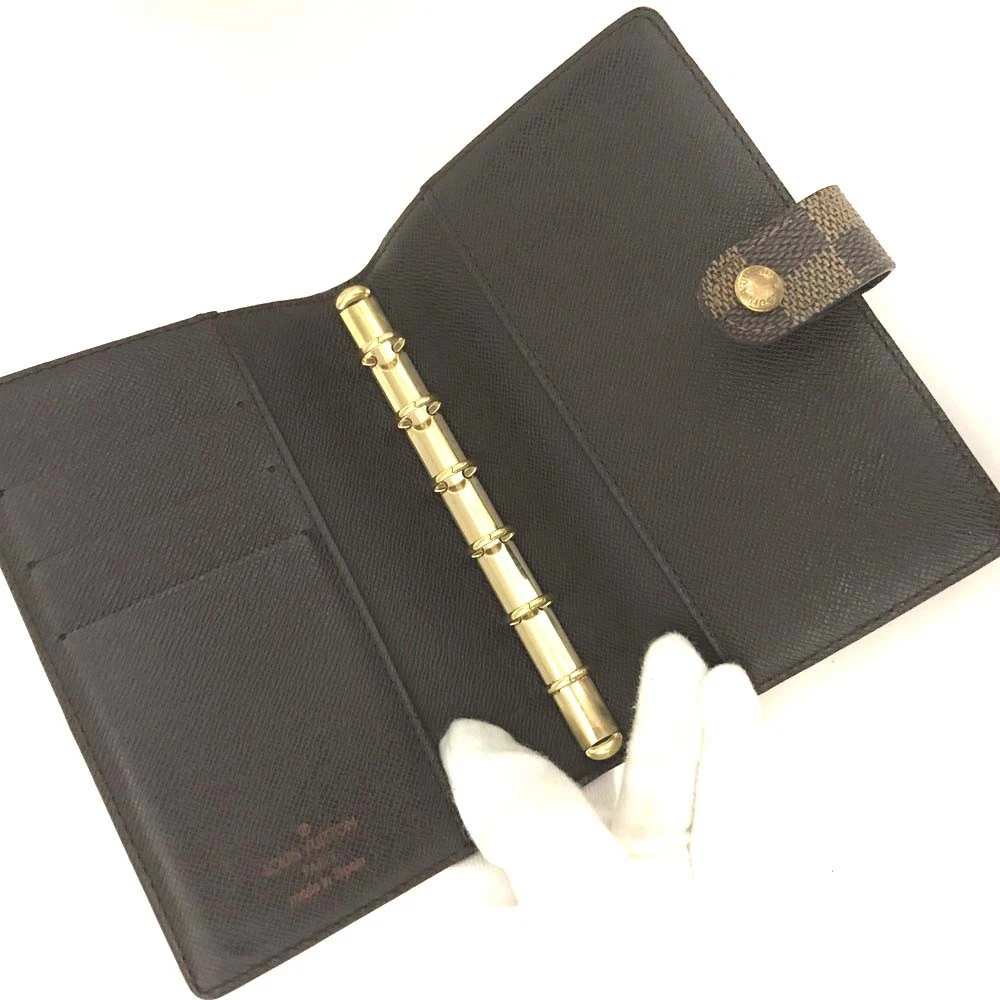 $505 1999 Louis Vuitton Damier Ebene Small Ring Agenda Cover CA1909