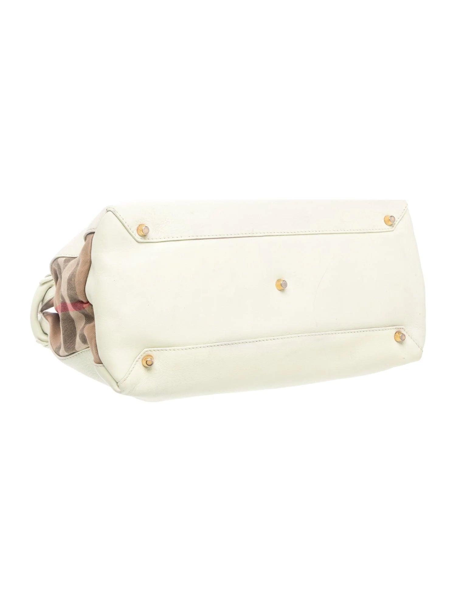 $1795 Burberry Derby Calfskin House Check Medium Banner Tote