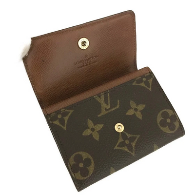 $440 1988 Louis Vuitton Monogram Porte Monnaie Plat Coin Purse Wallet Brown 883RA
