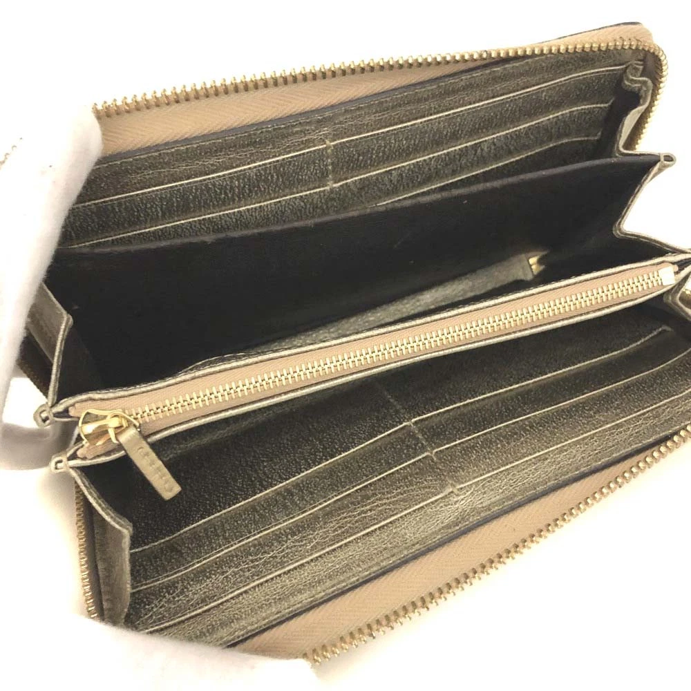 $830 Gucci GG Marmont Snake-Effect Leather Zip Around Wallet Gold