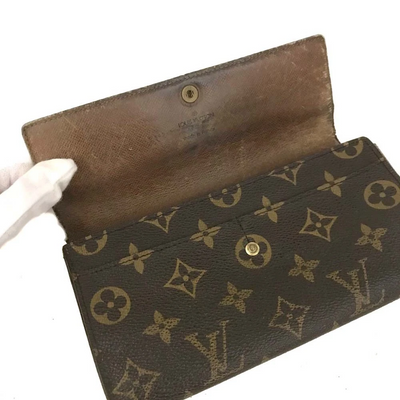 Louis Vuitton Monogram Portefeiulle Sarah Long Bifold Wallet Brown TH0926
