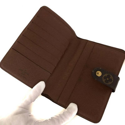 $750 Louis Vuitton Monogram Porte Papier Zippe Bifold Wallet Brown SP1021