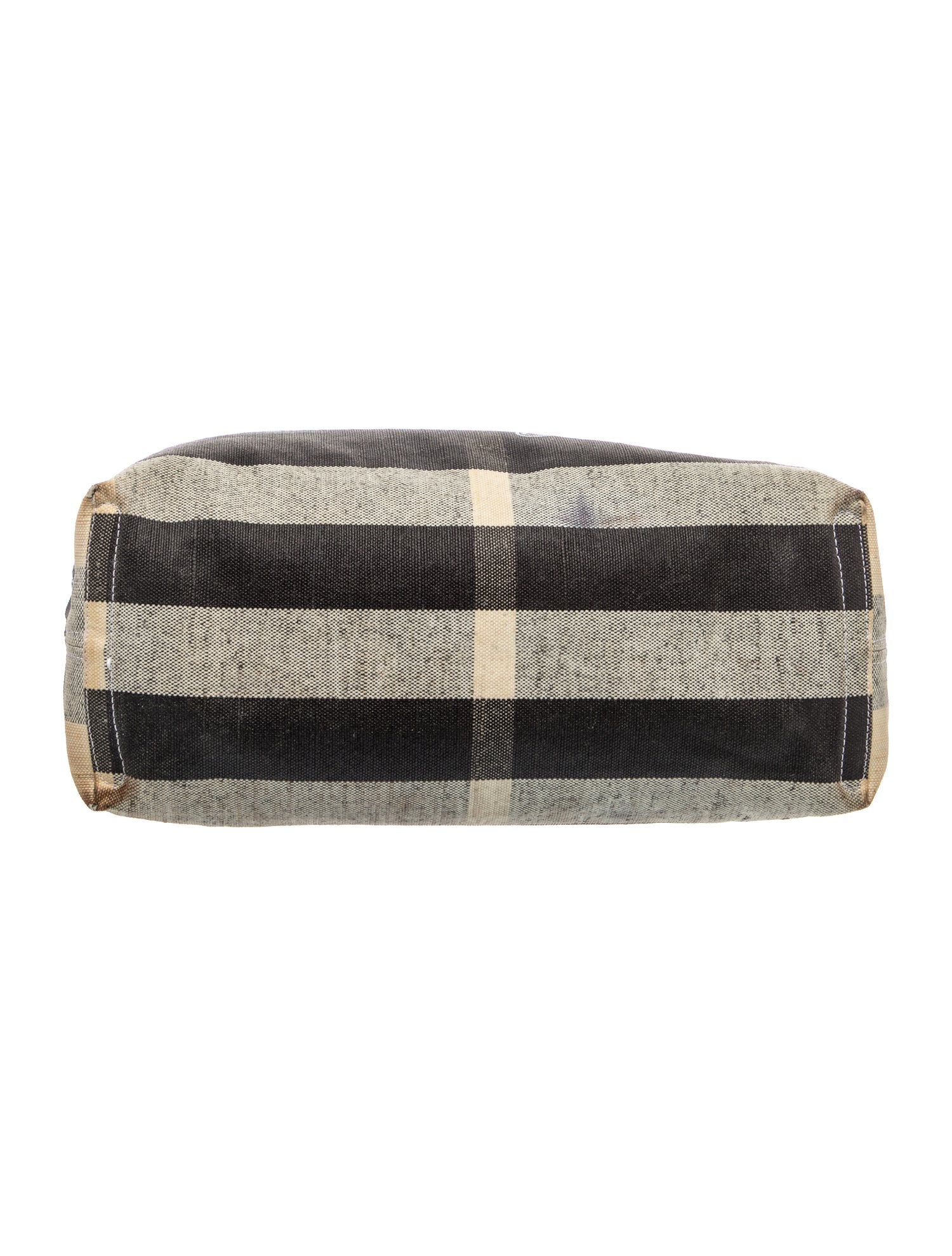 $900 Burberry Coated Canvas Mega Check Medium Doodle Tote Black White