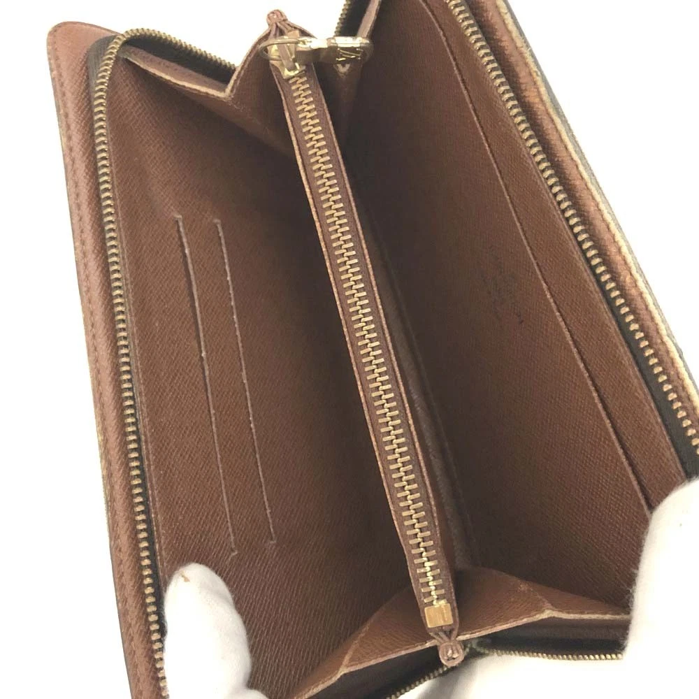 $750 2003 Louis Vuitton Monogram Porte Monnaie Zippy Long Wallet Brown TH0043