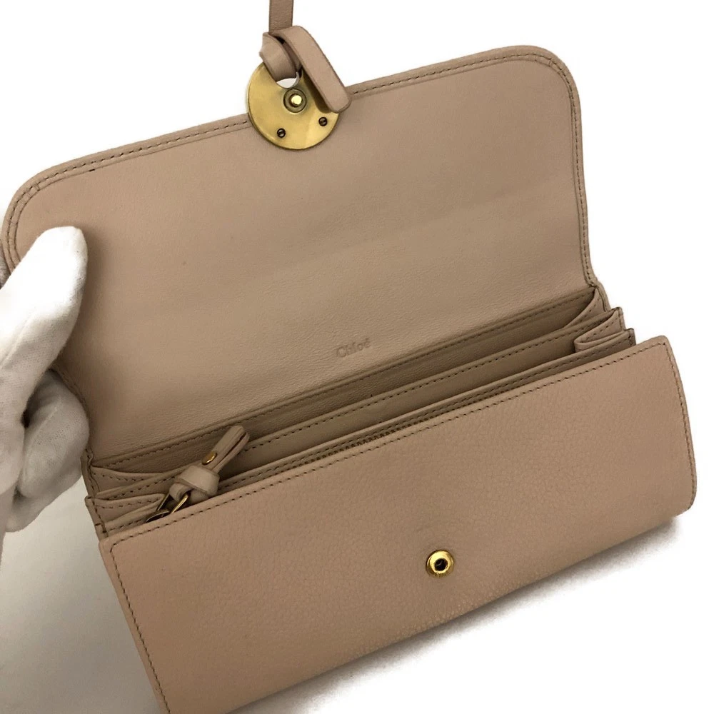 Chloe Indy Leather Long Bifold Wallet Purse Pink