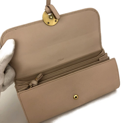 Chloe Indy Leather Long Bifold Wallet Purse Pink