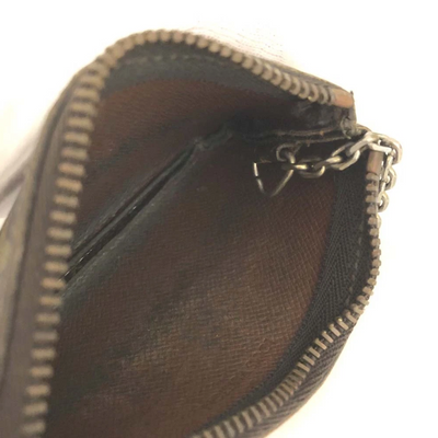 $355 Louis Vuitton Monogram Pochette Cles Wallet Coin Purse Brown 0950ET