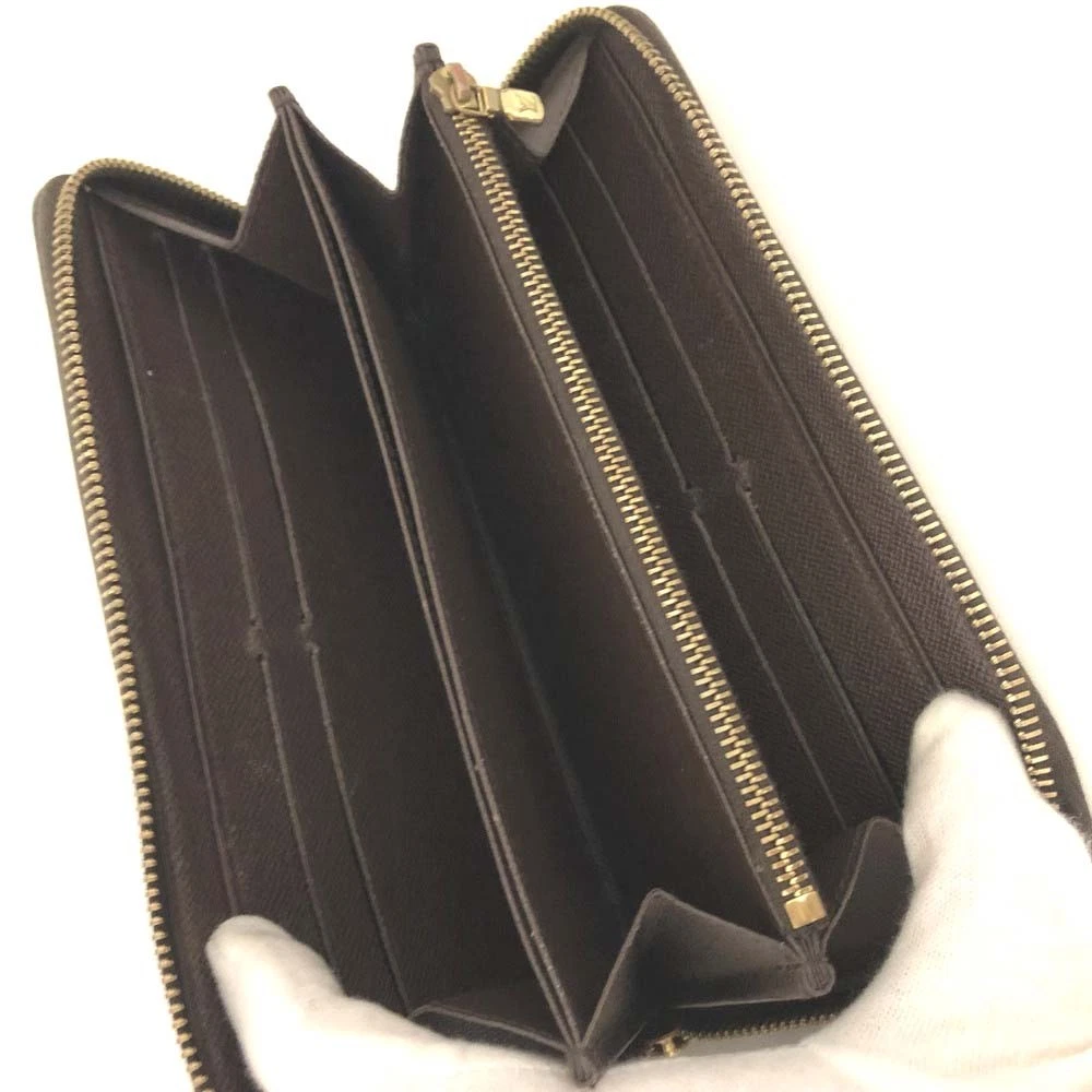 $915 2012 Louis Vuitton Damier Zippy Zip Around Long Wallet Purse Brown* CA1162