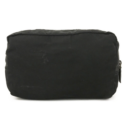 $650 PRADA Logo Plate Nylon Cosmetic Pouch Bag Black