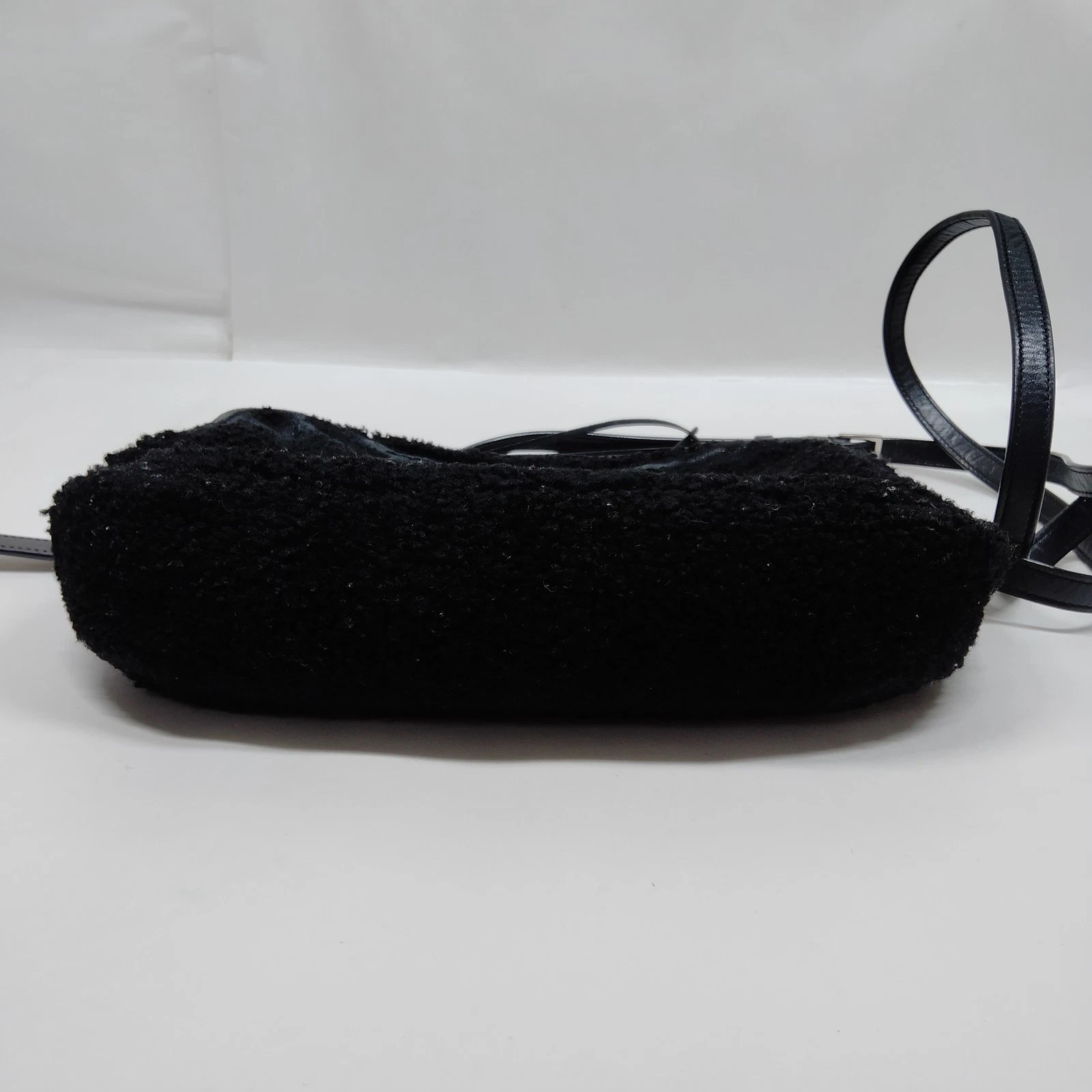$1690 Saint Laurent Mini Lou Camera Bag Monogram Shearling Black 10020817