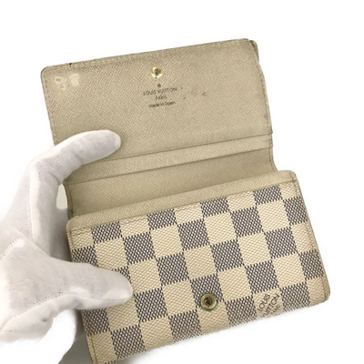 $560 2007 Louis Vuitton Damier Azur Porte Monnaie Billets Tresor Bifold Wallet CA5007