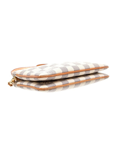 $1350 Louis Vuitton Damier Azur Double Zip Pochette