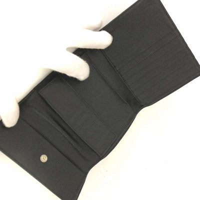 $775 PRADA Logo Plate Nylon Trifold Wallet Black