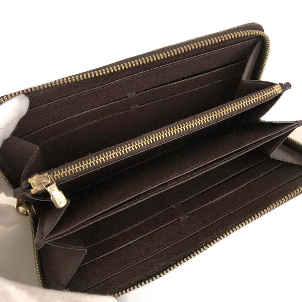 $915 2012 Louis Vuitton Damier Zippy Zip Around Long Wallet Purse Brown CA5102
