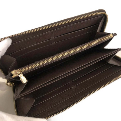 $915 2012 Louis Vuitton Damier Zippy Zip Around Long Wallet Purse Brown CA5102