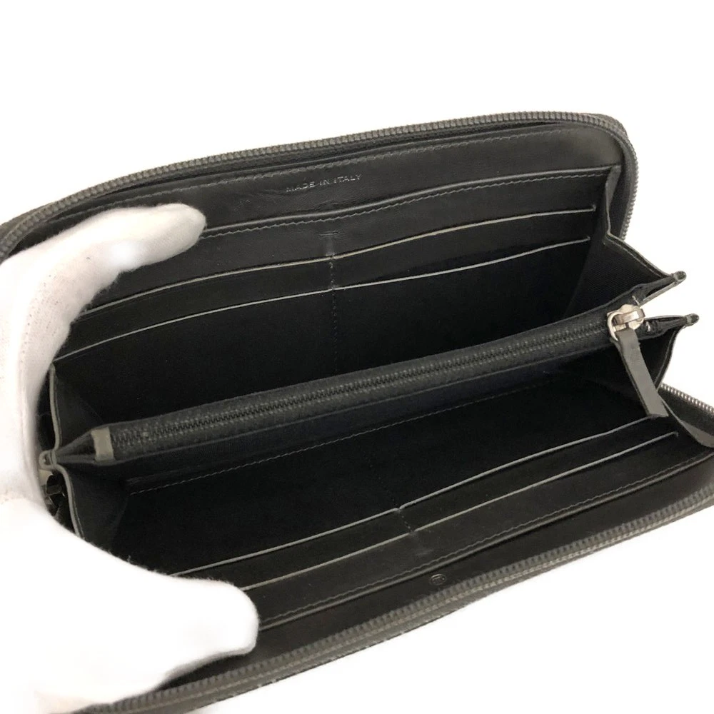 $1375 2014 CHANEL CC Logo Timeless Caviar Zip Around Long Wallet Metallic Silver