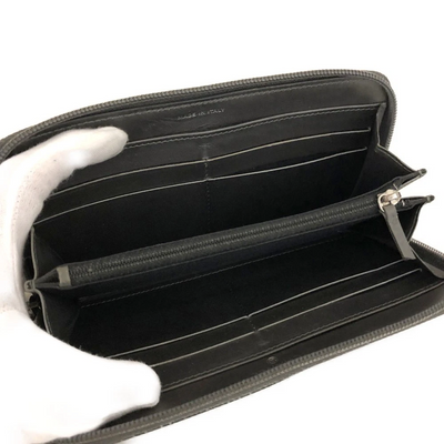 $1375 2014 CHANEL CC Logo Timeless Caviar Zip Around Long Wallet Metallic Silver
