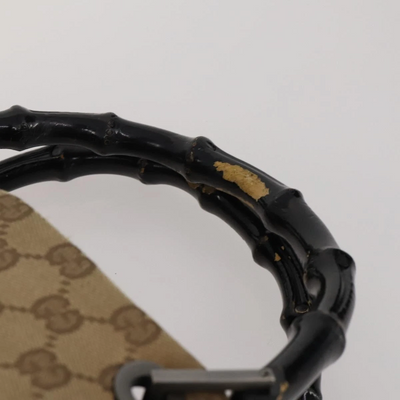 $1100 GUCCI GG Canvas Top Handle Bag Bamboo Beige