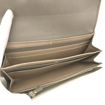 $525 Chloe Indy Long Flap Wallet Beige
