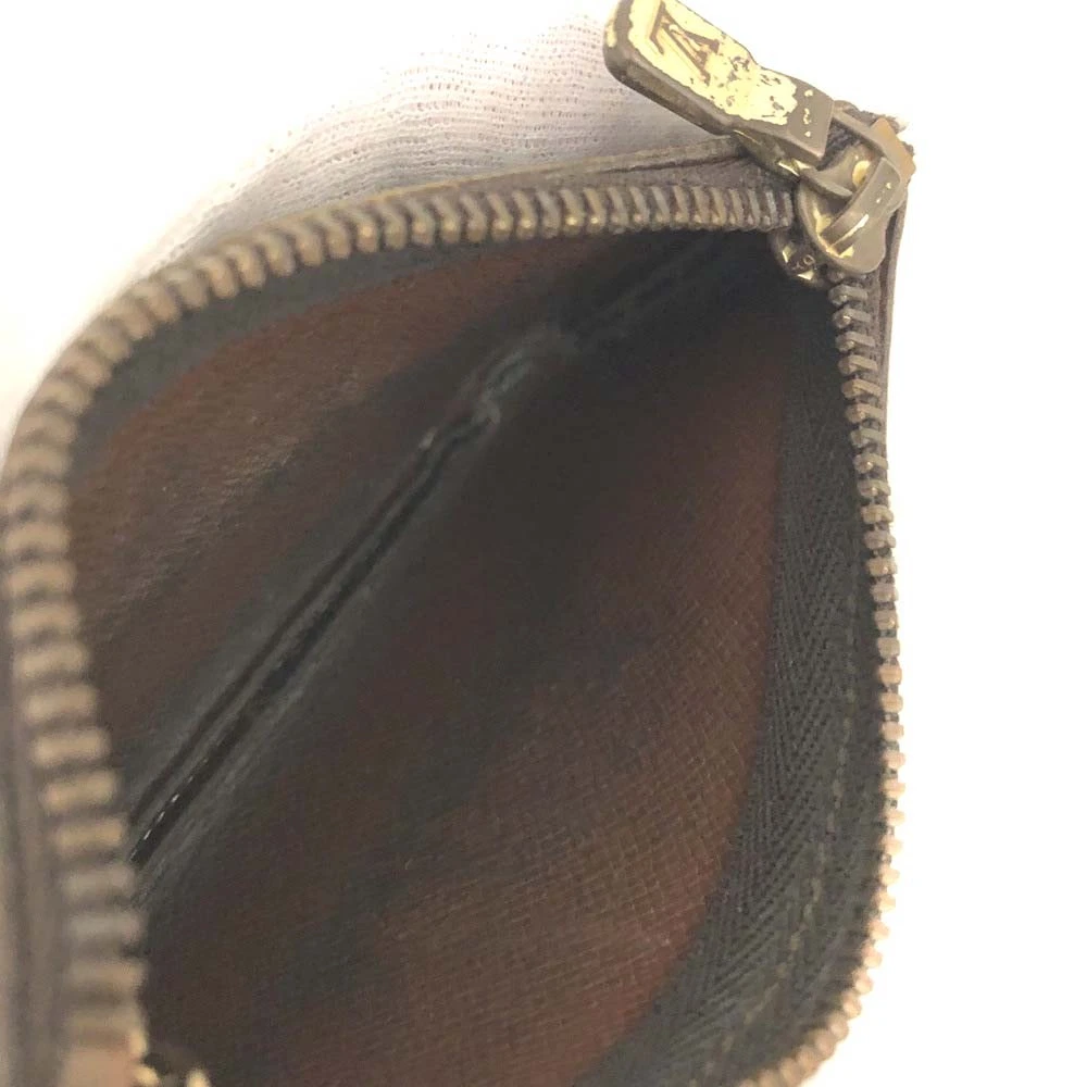 $355 Louis Vuitton Monogram Pochette Cles Wallet Coin Purse Brown 0950ET