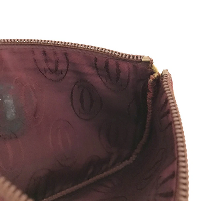 $650 CARTIER Logo Leather Cosmetic Pouch Beige