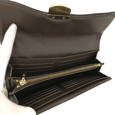$725 Louis Vuitton Damier Portefeiulle Sistina Long Bifold Wallet Brown CA4089