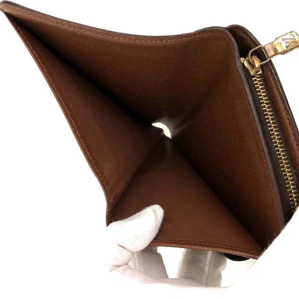 $750 Louis Vuitton Monogram Porte Papier Zippe Bifold Wallet Brown SP1021
