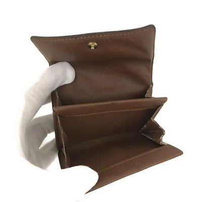 $435 Louis Vuitton Monogram Porte Monnaie Plat Coin Purse Wallet Brown MI0045