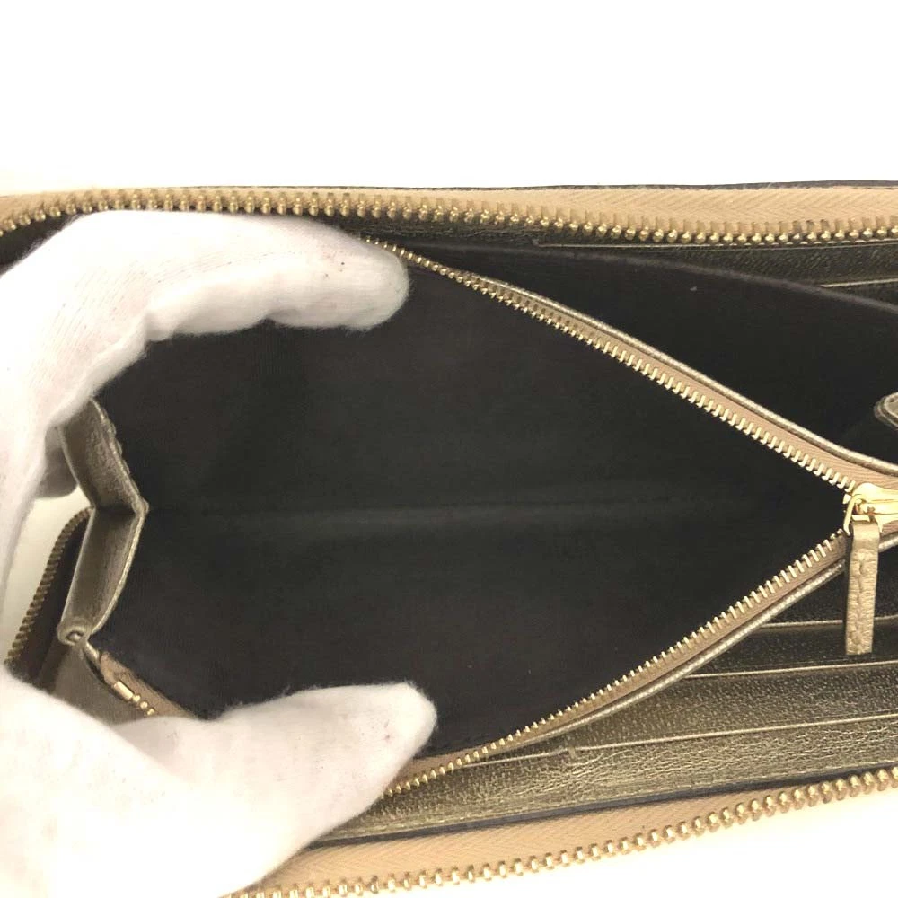 $830 Gucci GG Marmont Snake-Effect Leather Zip Around Wallet Gold