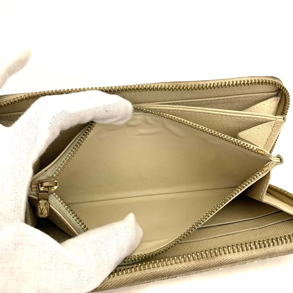 $915 2008 Louis Vuitton Damier Azur Zippy Zip Around Long Wallet Purse White VI0088