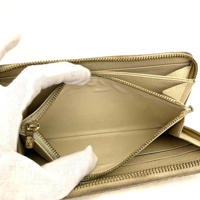$915 2008 Louis Vuitton Damier Azur Zippy Zip Around Long Wallet Purse White VI0088