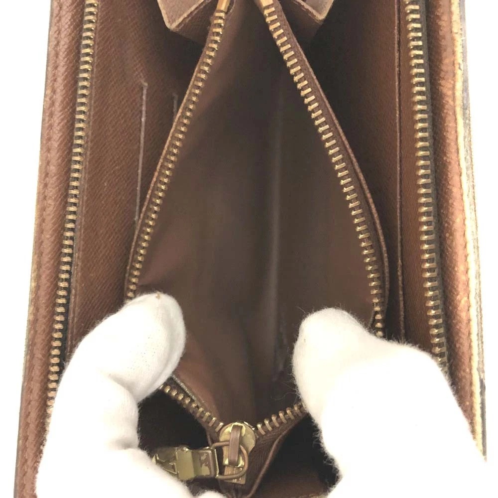 $750 2003 Louis Vuitton Monogram Porte Monnaie Zippy Long Wallet Brown TH0043
