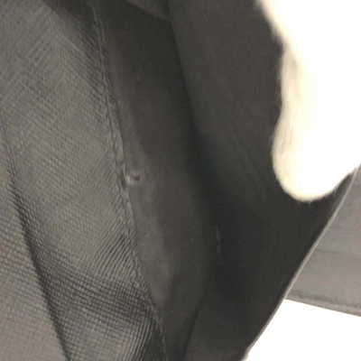 $775 PRADA Logo Plate Nylon Trifold Wallet Black