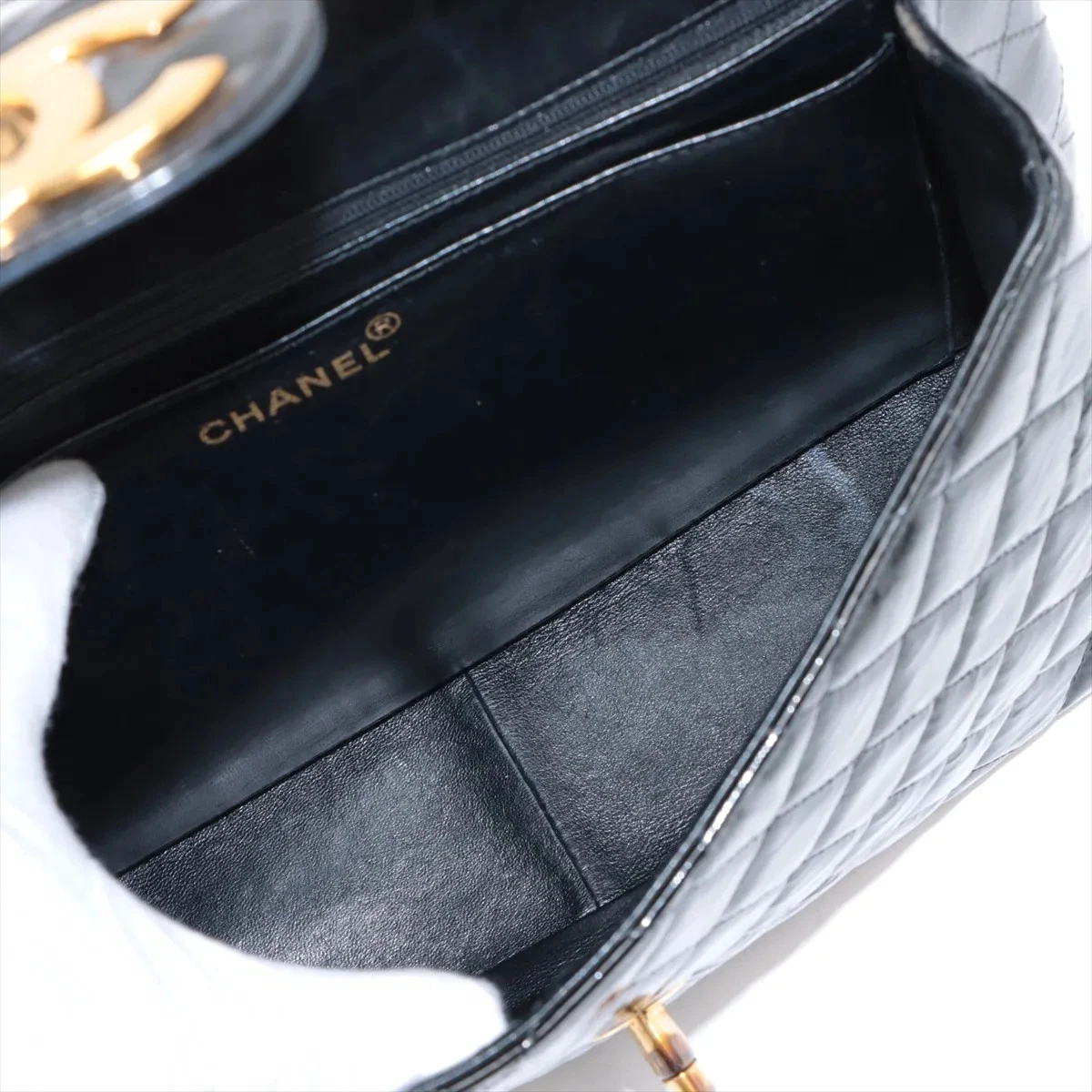 $12800 Chanel Patent Quilted XL Jumbo Single Flap Black