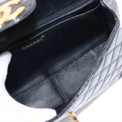 $12800 Chanel Patent Quilted XL Jumbo Single Flap Black