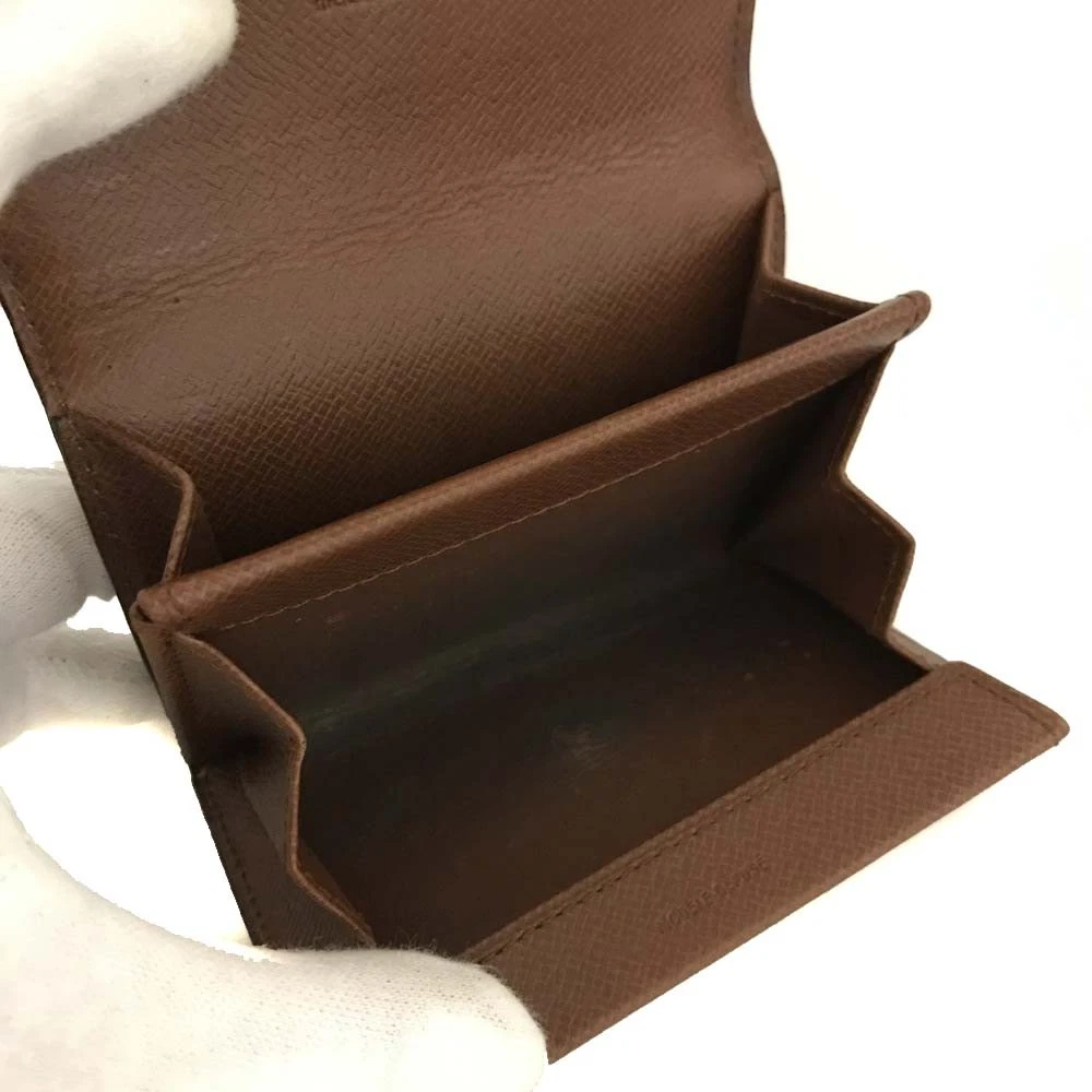 $440 1988 Louis Vuitton Monogram Porte Monnaie Plat Coin Purse Wallet Brown 883RA