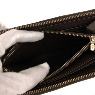 $915 2012 Louis Vuitton Damier Zippy Zip Around Long Wallet Purse Brown CA5102