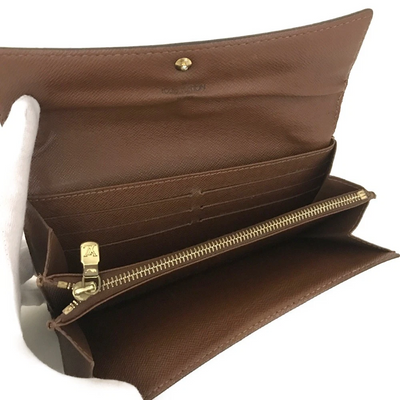 $725 2007 Louis Vuitton Monogram Portefeiulle Sarah Long Bifold Wallet Brown SD2027