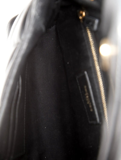 $2490 2022 Saint Laurent Lambskin Quilted Toy Loulou Puffer Monogram Chain Satchel Black