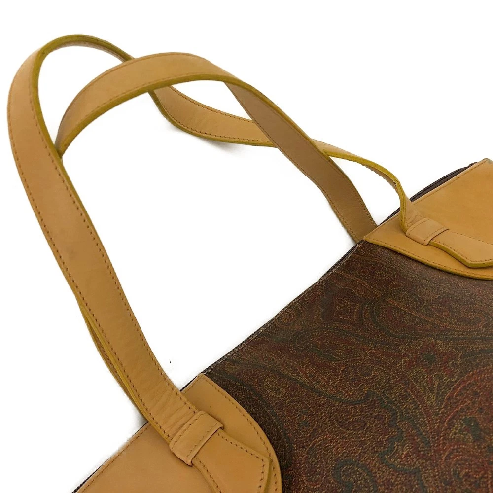 $650 ETRO Paisley PVC Leather Tote Hand Bag MultiColor
