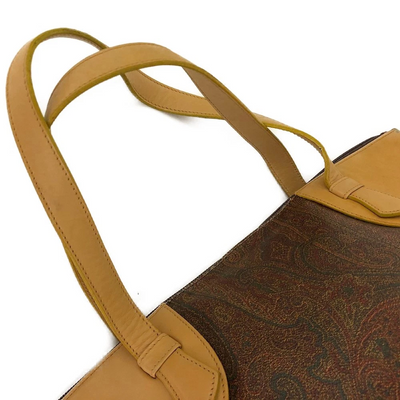 $650 ETRO Paisley PVC Leather Tote Hand Bag MultiColor
