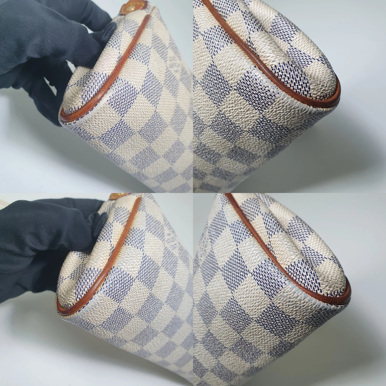 $1460 2012 Louis Vuitton Damier Azur Eva Clutch SN2182