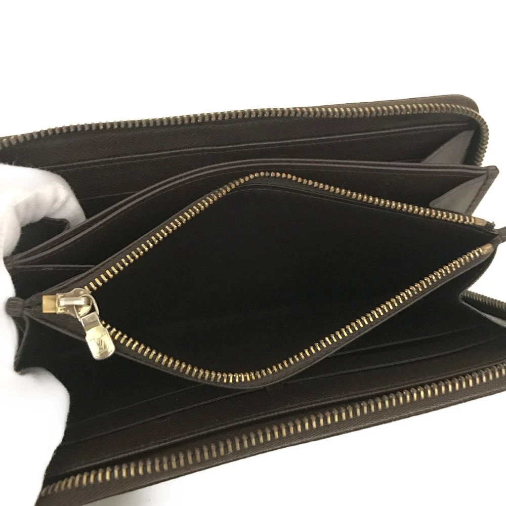 $915 2012 Louis Vuitton Damier Zippy Zip Around Long Wallet Purse Brown MI4182