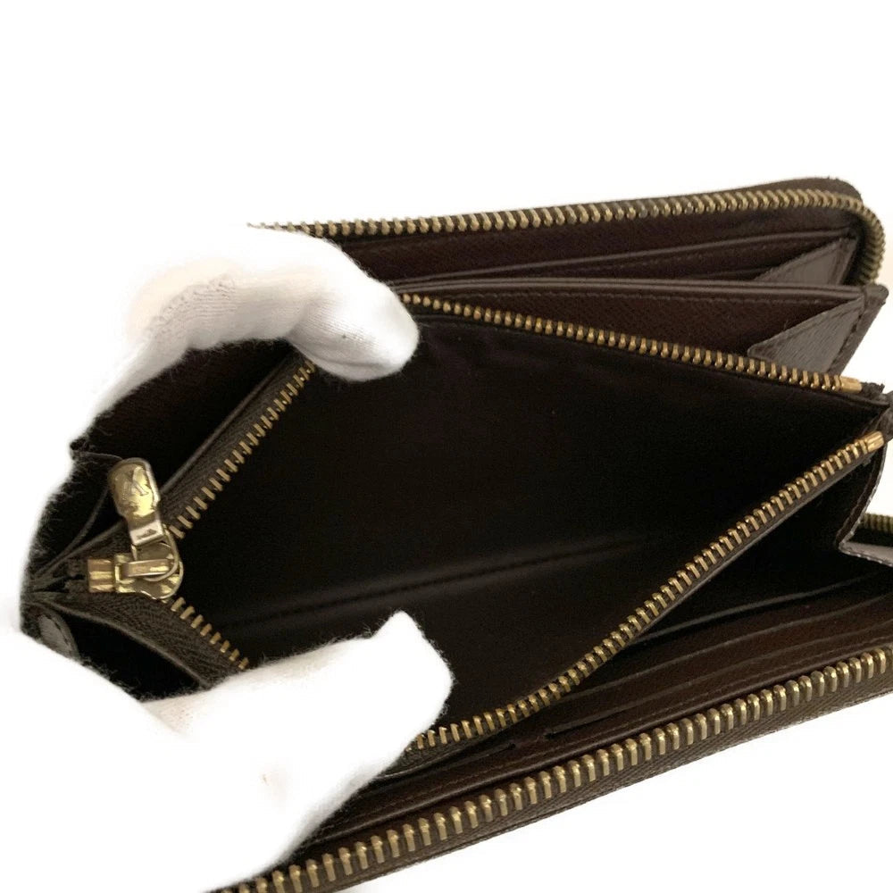 Louis Vuitton Damier Zippy Zip Around Long Wallet Purse Brown MI1146