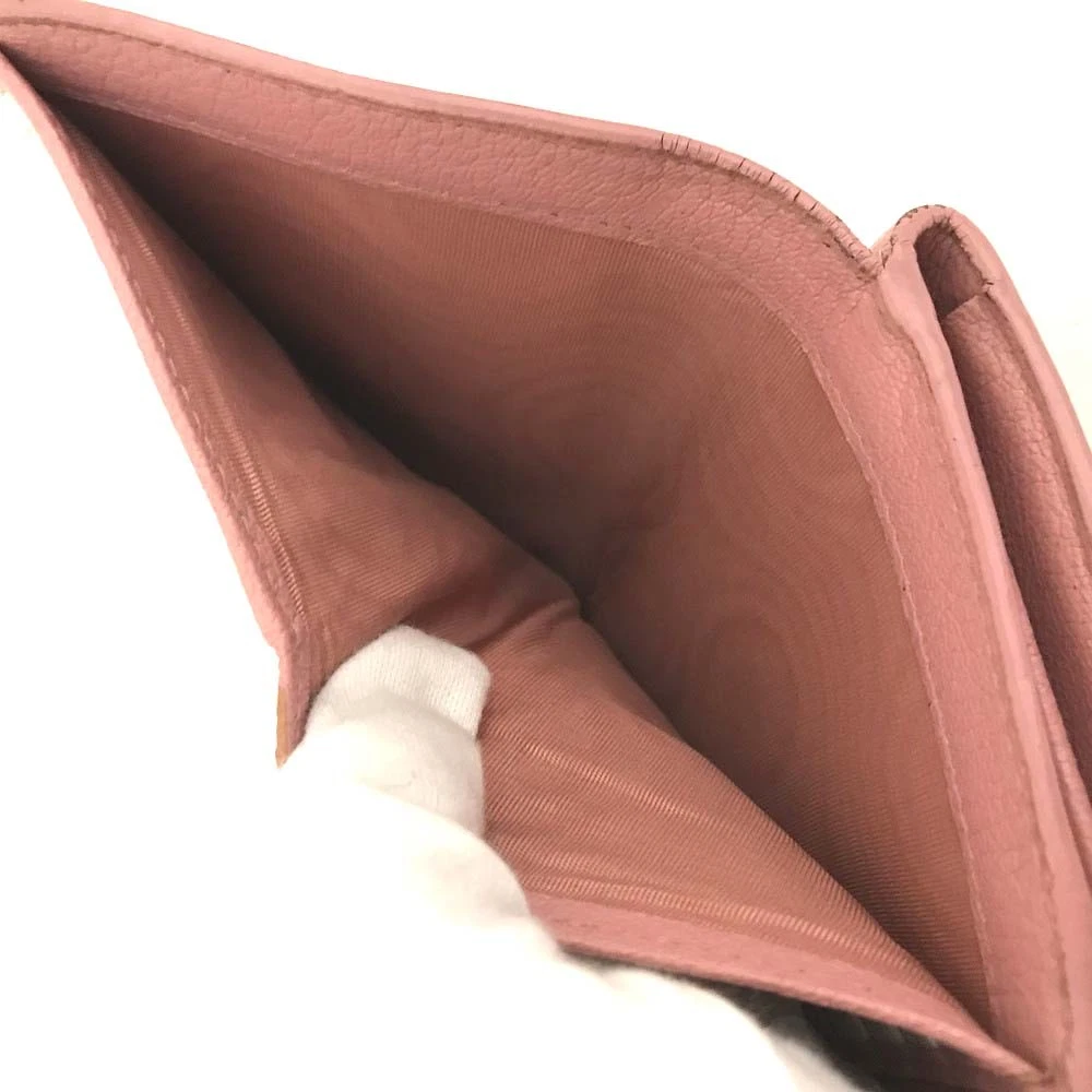 MIU MIU Logo Leather Trifold Wallet Purse Pink