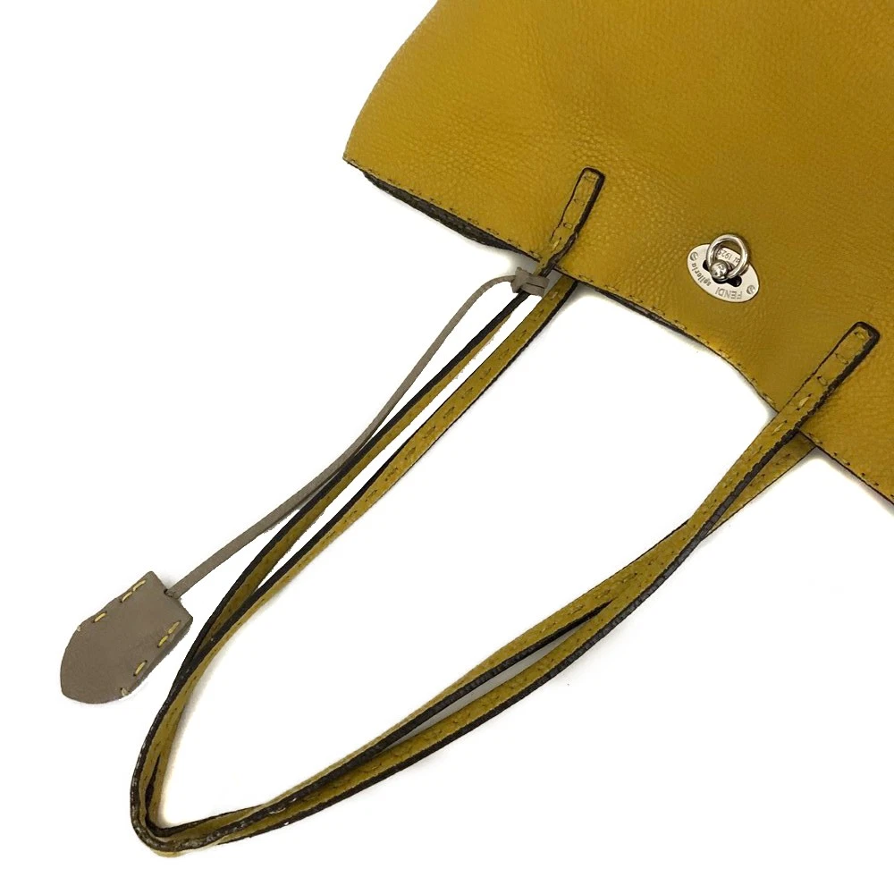 $1600 FENDI Selleria Leather Shoulder Tote Bag Yellow