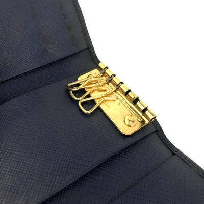 PRADA Saffiano Leather 6 Ring Key Case Blue
