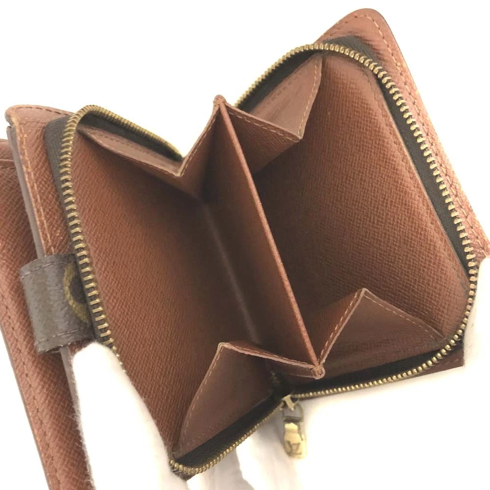 $520 2000 Louis Vuitton Monogram Compact Zip Bifold Wallet Brown CA0040