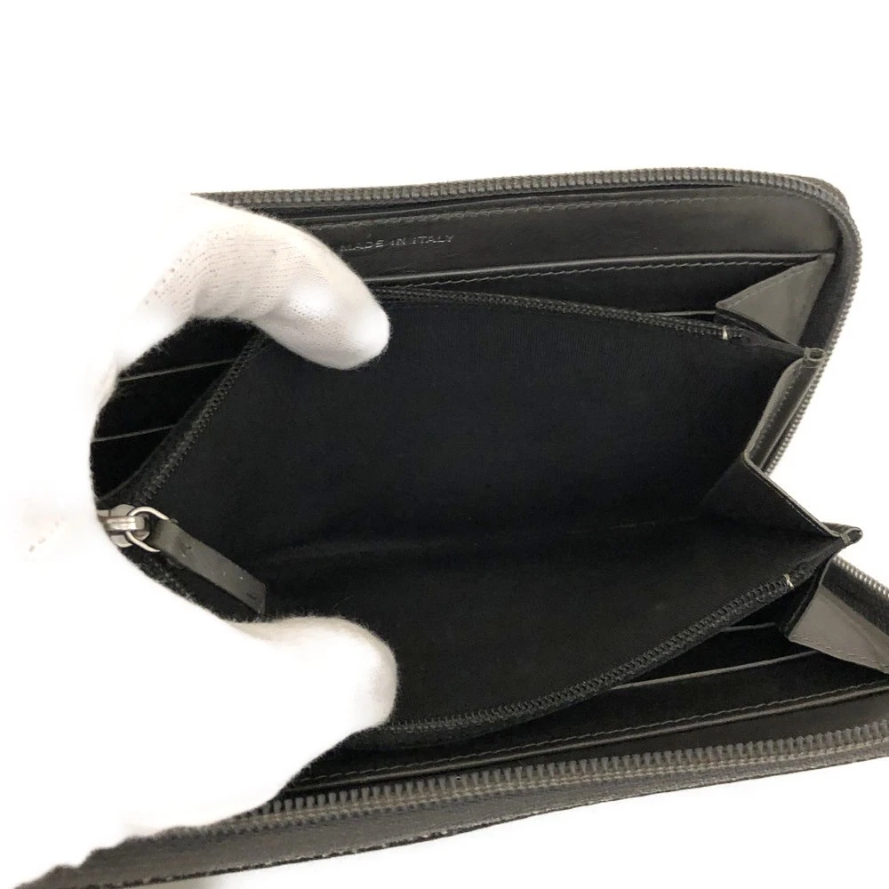 $1375 2014 CHANEL CC Logo Timeless Caviar Zip Around Long Wallet Metallic Silver
