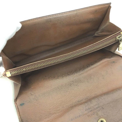 $725 1996 Louis Vuitton Monogram Portefeiulle Sarah Long Bifold Wallet Brown TH1906